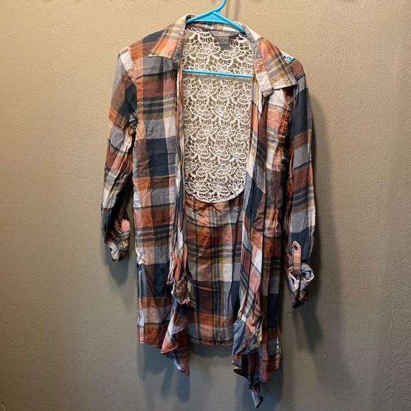 NWOT Flannel Lace Cardigan - Picture 2 of 9